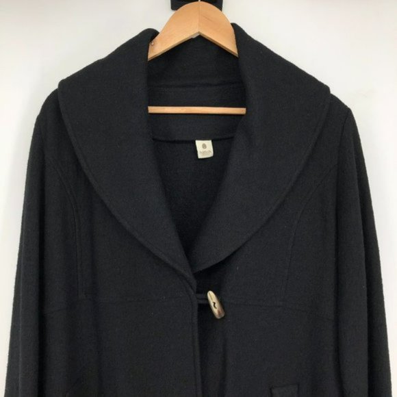 HATCH Maternity Black Wool blend Exaggerated Collar Toggle Cape Coat Med - Picture 4 of 15